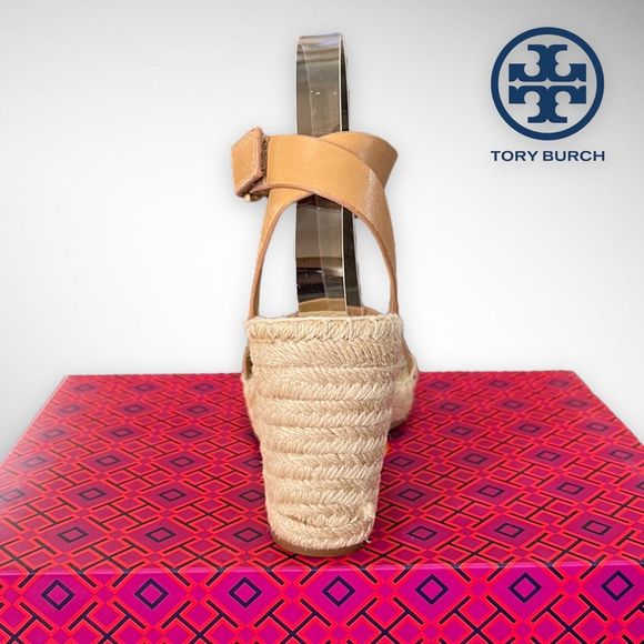 Tory Burch Bima 2 Espadrille Wedge 90mm Heel 8(M) Sandal Natural Vachetta $298 - Picture 9 of 14